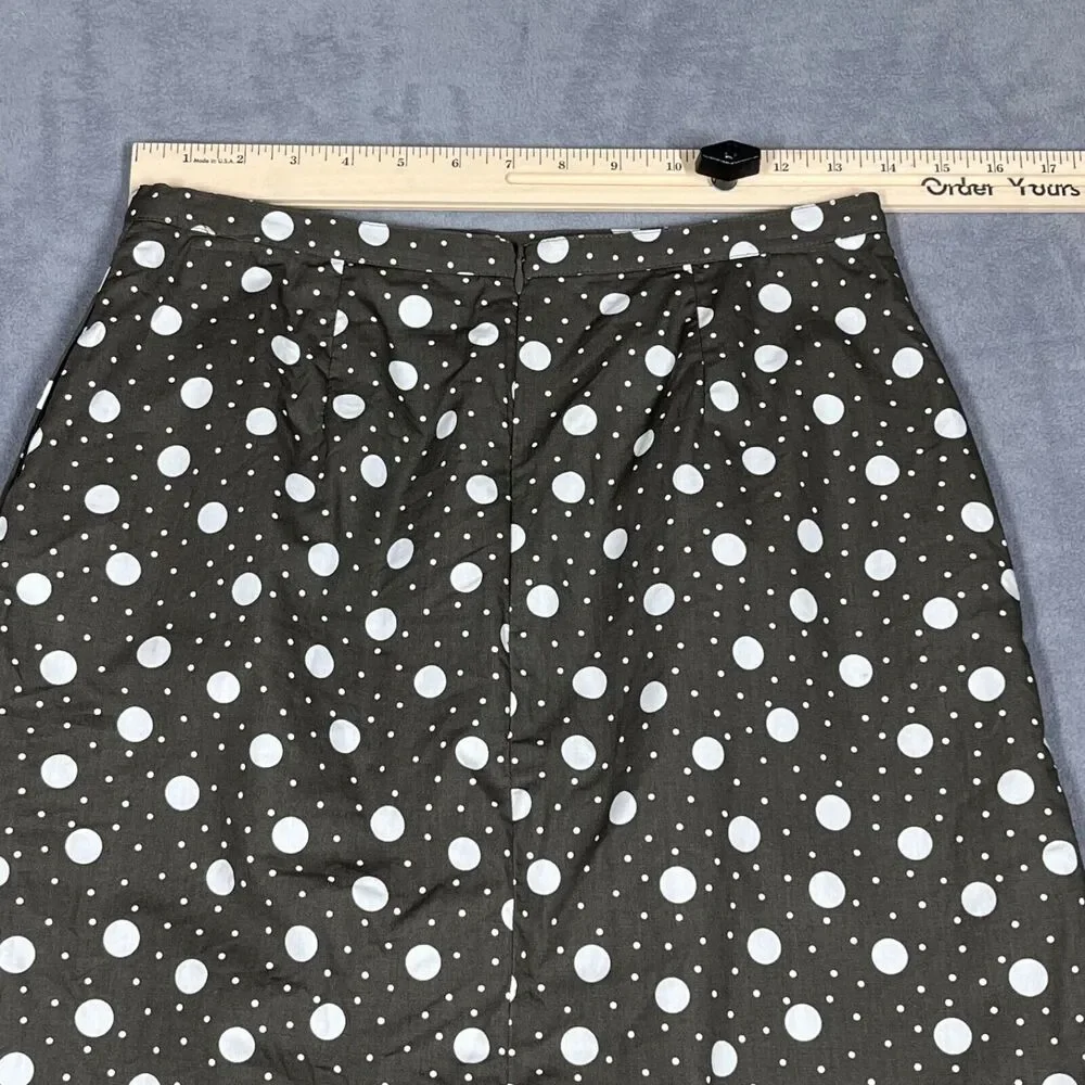 Boden Skirt Brown Size US‎ 4R Brown White Polka Dot Knee Length Pockets Lined